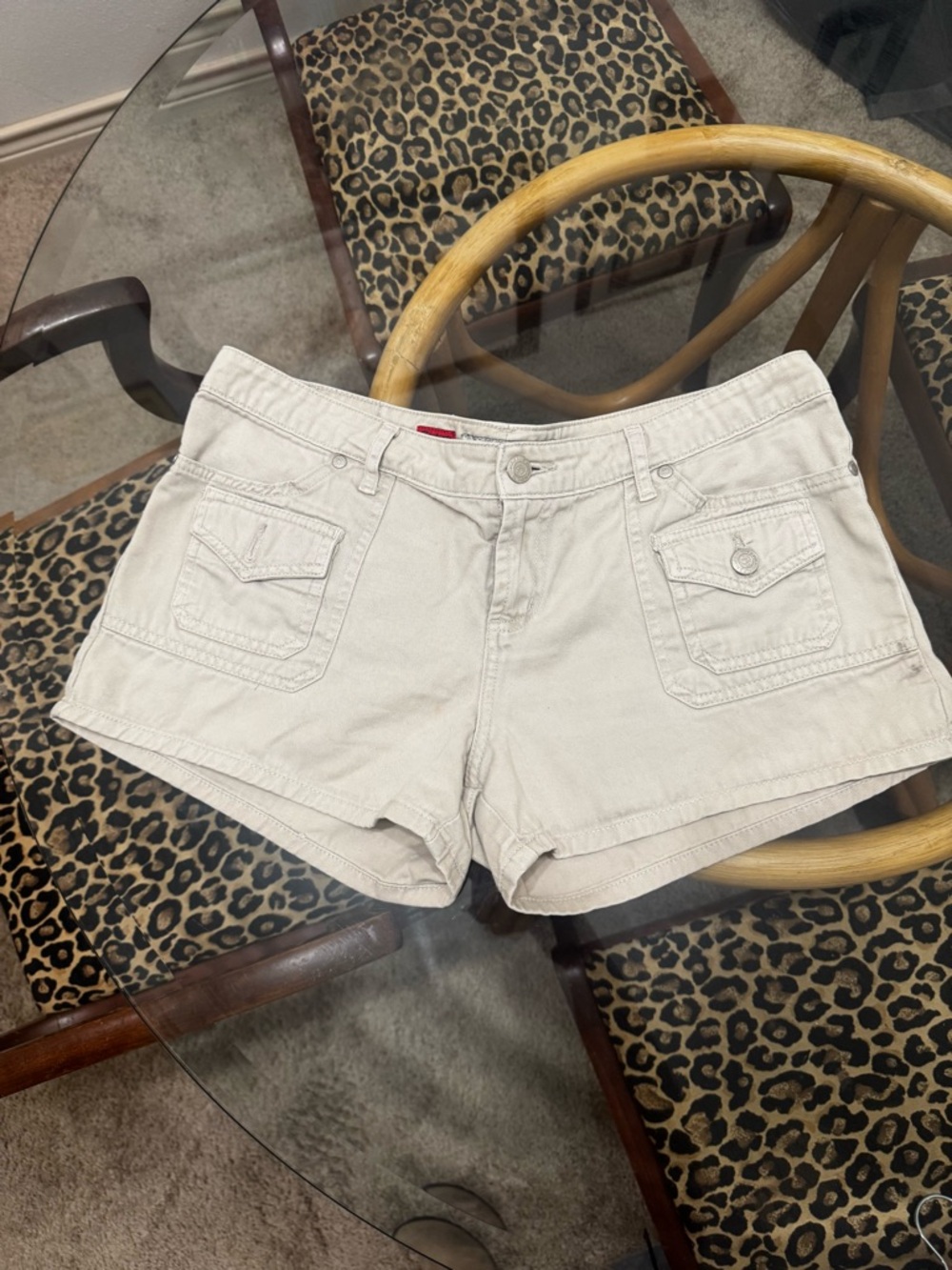 Vintage Paris Blues Cream Denim Cargo Shorts